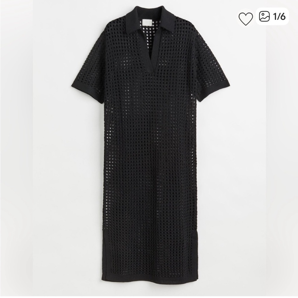 H&M collar crochet knit black swim cover up BRAND NEW